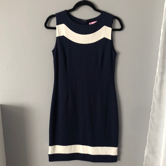⭕️ PRICE FIRM Lilly Pulitzer Navy and White Allaire Sheath Dress Size Small - Picture 2 of 6